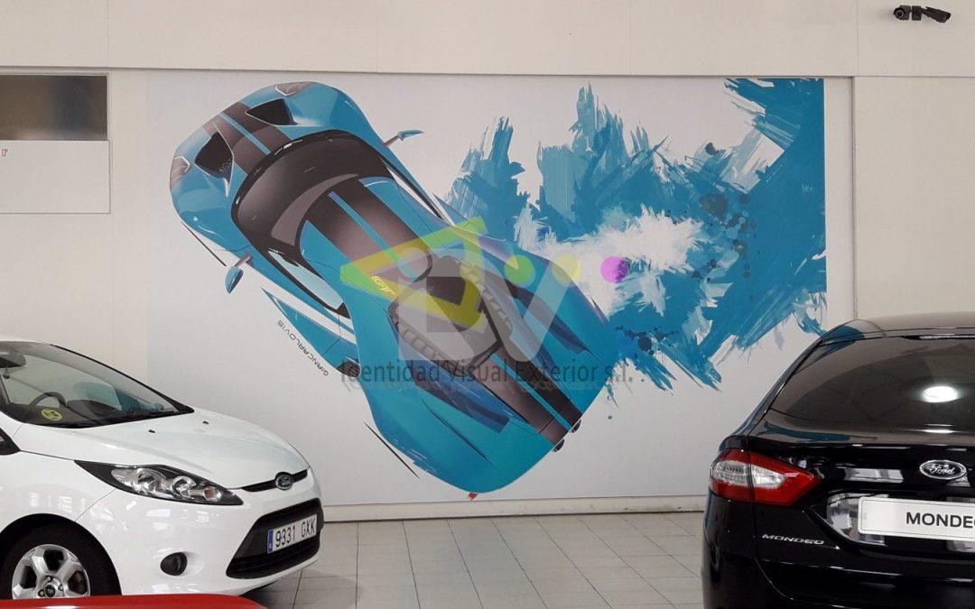 Foto mural vinilo sobre pared
