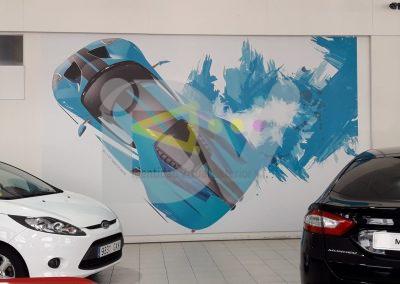Foto mural vinilo sobre pared