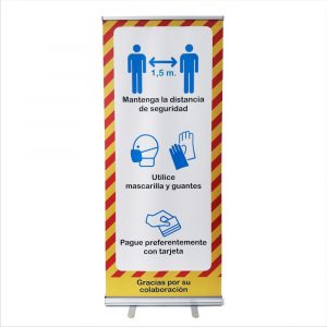 Roll up con normas de seguridad para establecimientos comerciales