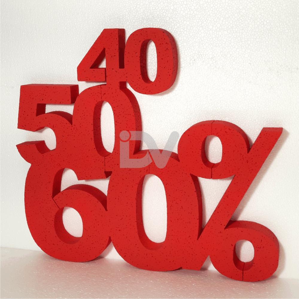 Números de porexpan para promociones escaparate rebajas 40, 50, 60 %